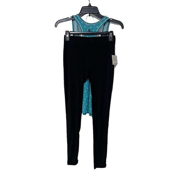 ALFANI WOMENS PAJAMAS MODAL SET TANK TOP TEAL & LEGGINGS CLASSIC BLACK SIZE XS - Picture 4 of 15